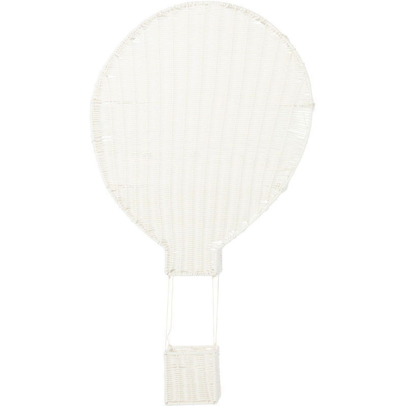 Étagère murale originale Montgolfière 2 niveaux Rotin synthétique Blanc Tressé Métal Aéria 