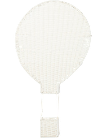 Étagère murale originale Montgolfière 2 niveaux Rotin synthétique Blanc Tressé Métal Aéria 