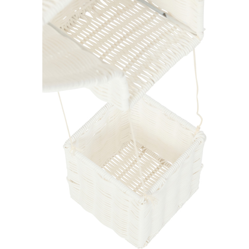 Étagère murale originale Montgolfière 2 niveaux Rotin synthétique Blanc Tressé Métal Aéria 