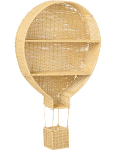Étagère murale originale Montgolfière 2 niveaux Rotin synthétique Naturel Tressé Métal Aéria 