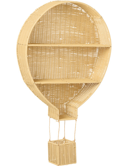 Étagère murale originale Montgolfière 2 niveaux Rotin synthétique Naturel Tressé Métal Aéria 
