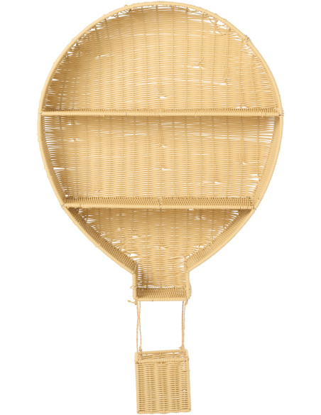 Étagère murale originale Montgolfière 2 niveaux Rotin synthétique Naturel Tressé Métal Aéria 