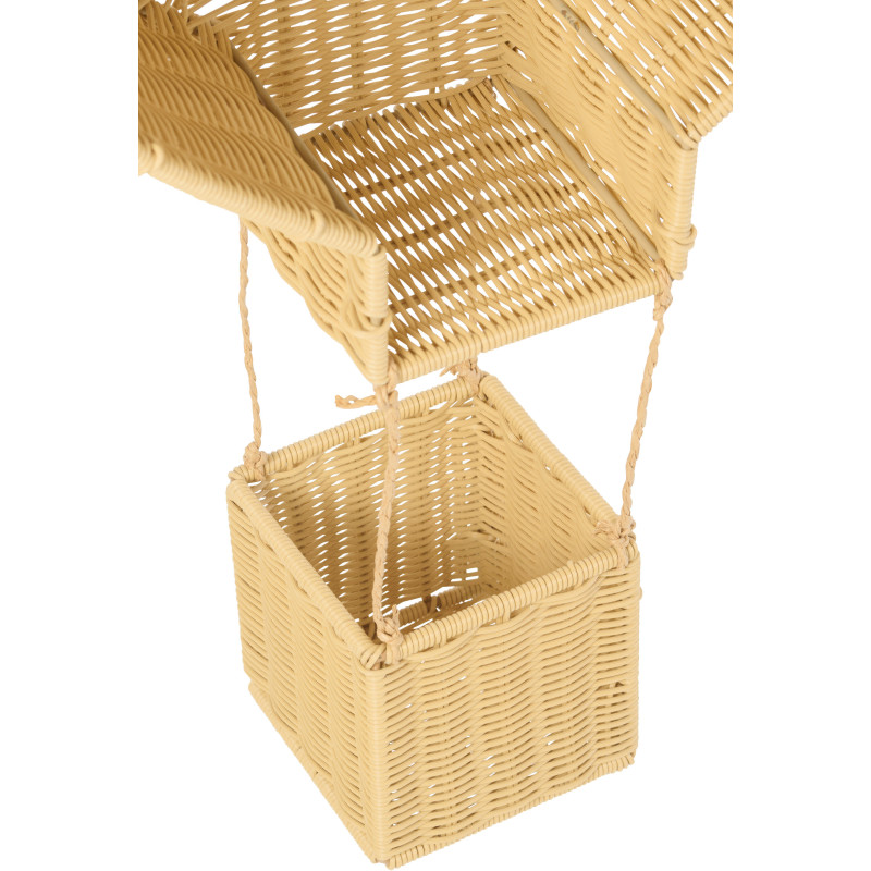 Étagère murale originale Montgolfière 2 niveaux Rotin synthétique Naturel Tressé Métal Aéria 