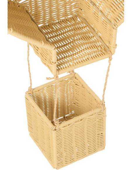 Étagère murale originale Montgolfière 2 niveaux Rotin synthétique Naturel Tressé Métal Aéria 