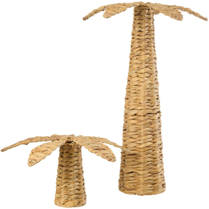 Grand Palmier déco bord de mer H 62 cm Jacinthe d'eau Naturel Tressé Métal Calypsea 