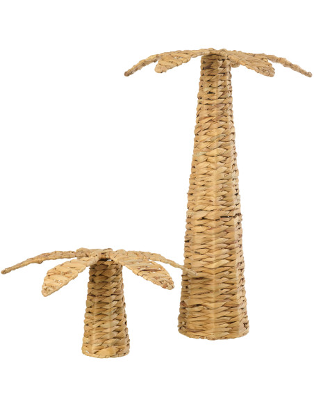 Grand Palmier déco bord de mer H 62 cm Jacinthe d'eau Naturel Tressé Métal Calypsea 