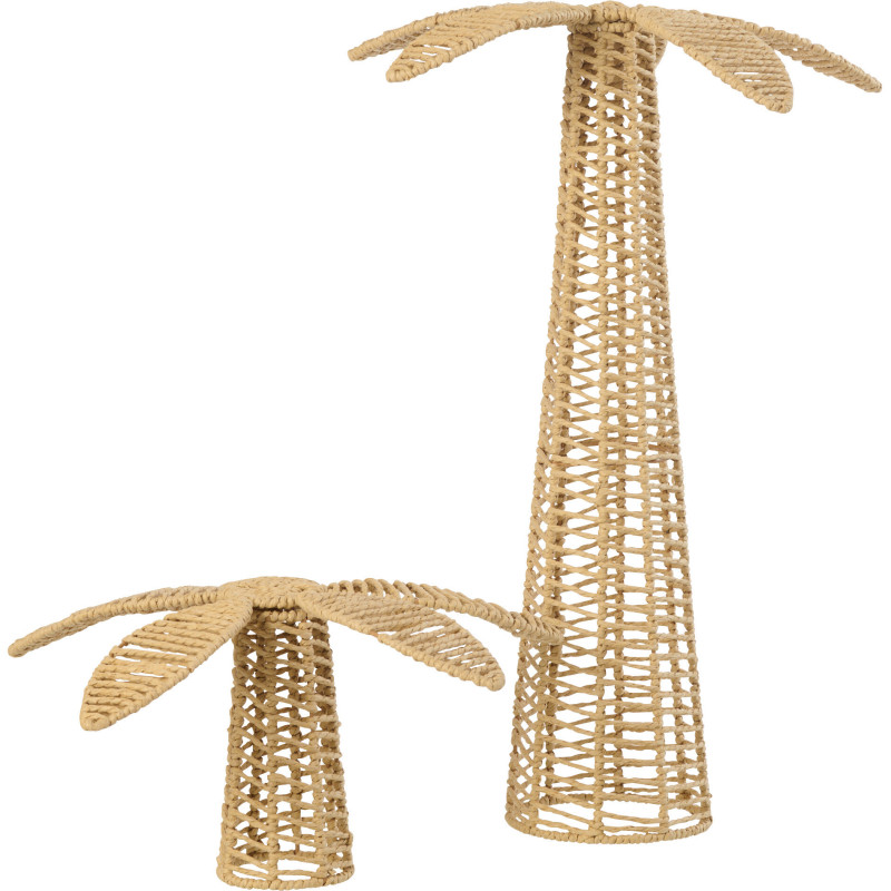 Grand Palmier déco bord de mer H 62 cm Papier Naturel Tressé Métal Calypsea 