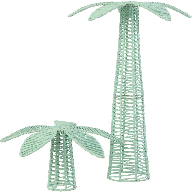 Grand Palmier déco bord de mer H 62 cm Papier Bleu azur Tressé Métal Calypsea 