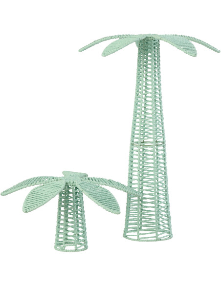 Grand Palmier déco bord de mer H 62 cm Papier Bleu azur Tressé Métal Calypsea 