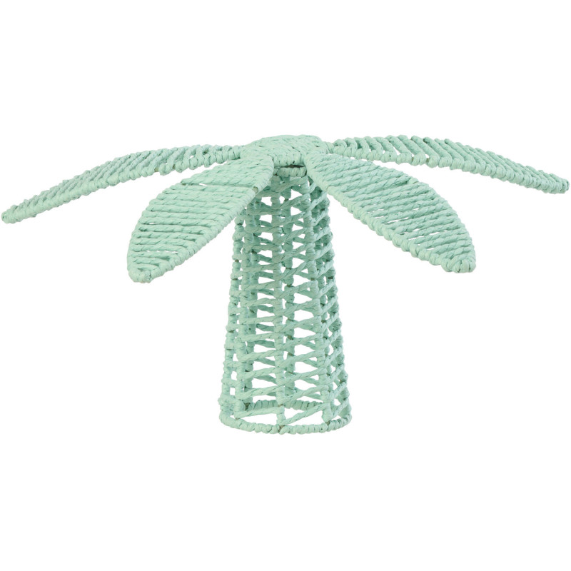 Palmier déco bord de mer H 20 cm Papier Bleu azur Tressé Métal Calypsea 