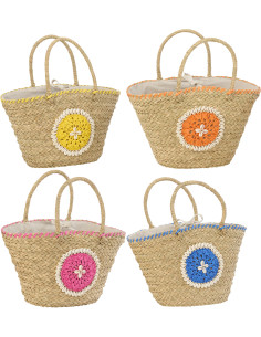 Lot de 4 Paniers bohème chic Jonc de mer Naturel Tressé Coquillages Azoria 