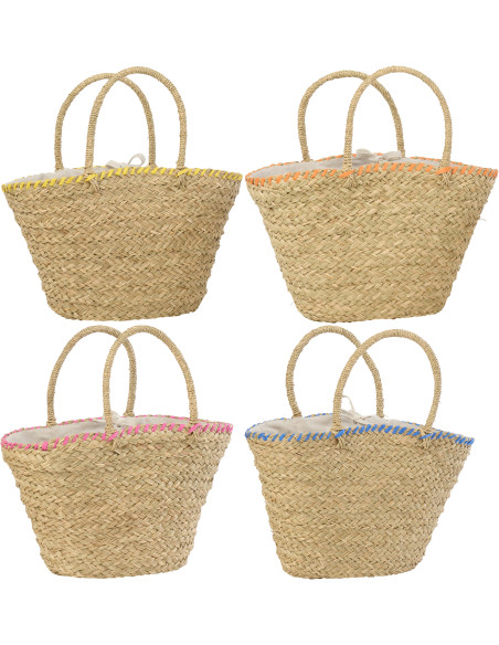 Lot de 4 Paniers bohème chic Jonc de mer Naturel Tressé Coquillages Azoria 