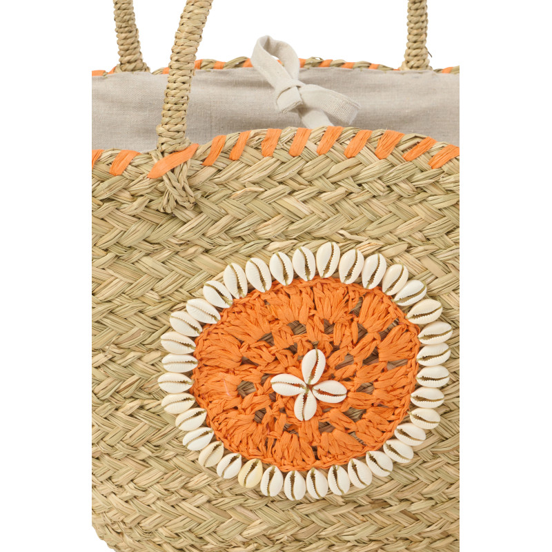 Lot de 4 Paniers bohème chic Jonc de mer Naturel Tressé Coquillages Azoria 