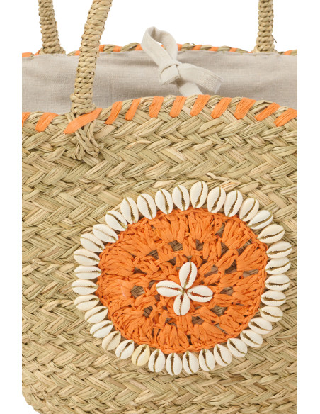 Lot de 4 Paniers bohème chic Jonc de mer Naturel Tressé Coquillages Azoria 