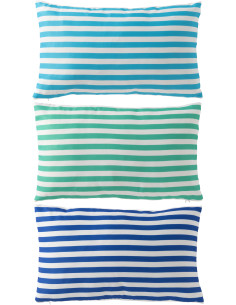 Lot de 3 Coussins extérieurs bord de mer Rectangulaire 50x30 Tissu Azur Vert Bleu Blanc Motif rayures Playana 