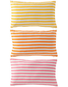 Lot de 3 Coussins extérieurs bord de mer Rectangulaire 50x30 Tissu Jaune Orange Rose Blanc Motif rayures Playana 