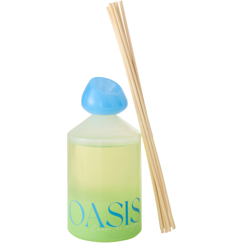 Diffuseur de parfum à bâtonnets Mélange boisé Spring Ivy & Néroli 450 ml Verre Bleu Vert Oasis 