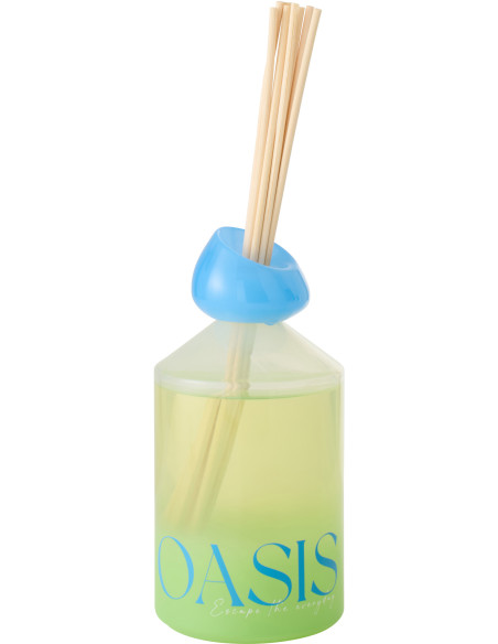 Diffuseur de parfum à bâtonnets Mélange boisé Spring Ivy & Néroli 450 ml Verre Bleu Vert Oasis 
