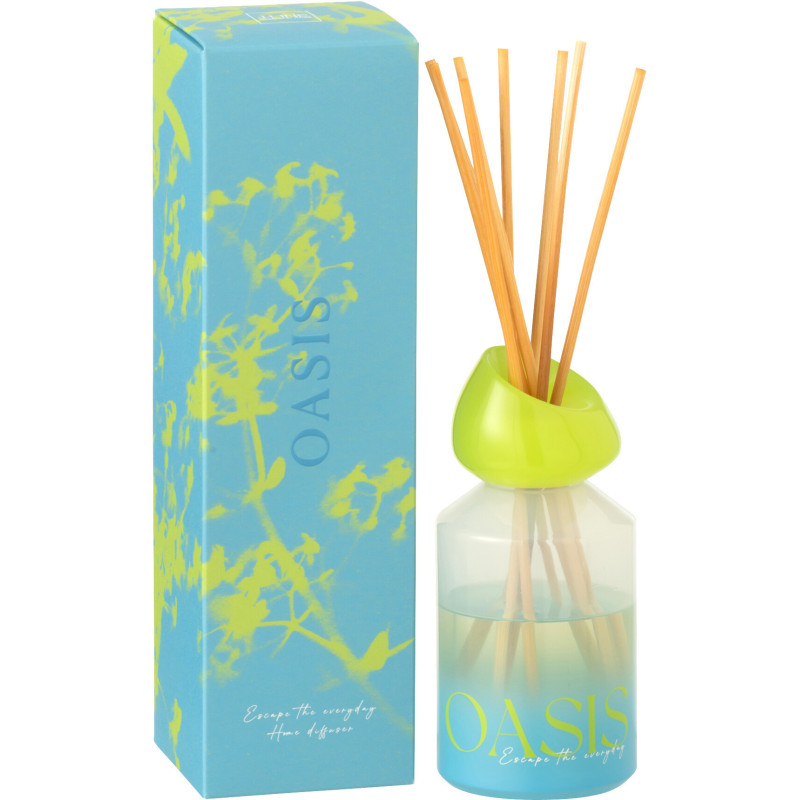Diffuseur de parfum à bâtonnets Mélange boisé Spring Ivy & Néroli 180 ml Verre Bleu Vert Oasis 