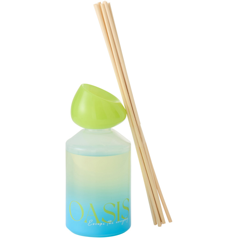 Diffuseur de parfum à bâtonnets Mélange boisé Spring Ivy & Néroli 180 ml Verre Bleu Vert Oasis 