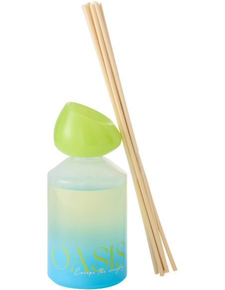 Diffuseur de parfum à bâtonnets Mélange boisé Spring Ivy & Néroli 180 ml Verre Bleu Vert Oasis 