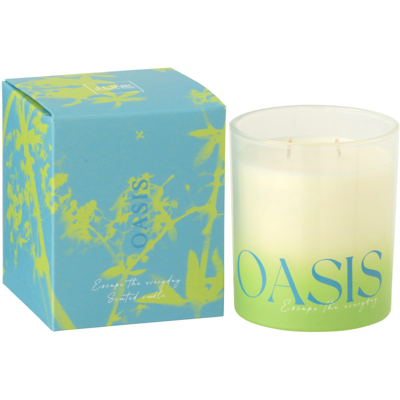 Bougie parfumée Mélange boisé Spring Ivy & Néroli 40 H Verre Bleu Vert Oasis 