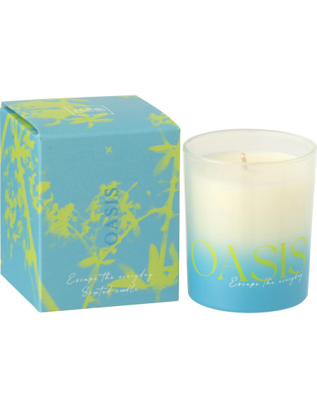 Bougie parfumée Mélange boisé Spring Ivy & Néroli 20 H Verre Bleu Vert Oasis 
