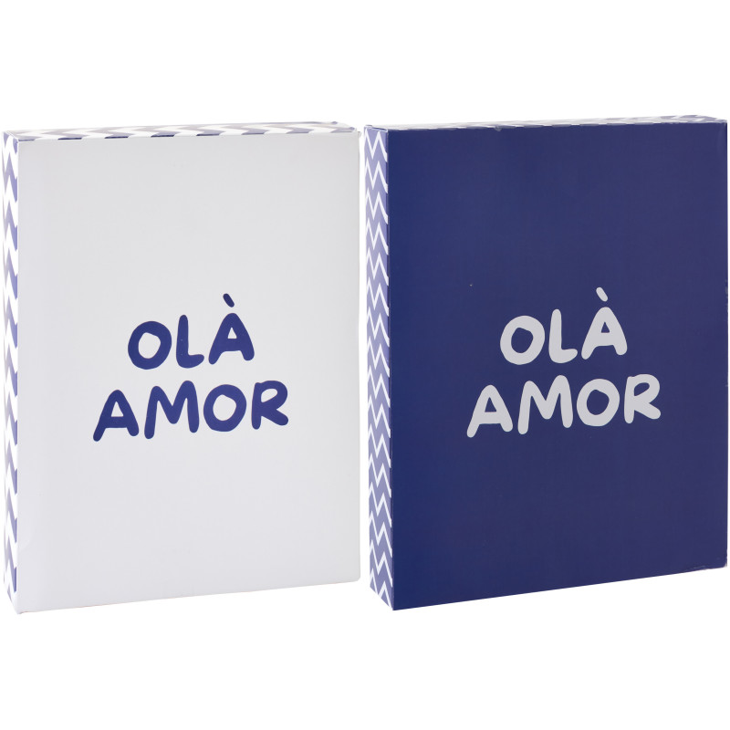 Lot de 2 Serviette de plage style méditerrannéen 80x180 Coton Bleu foncé Blanc Motif zigzag Ola Amor 