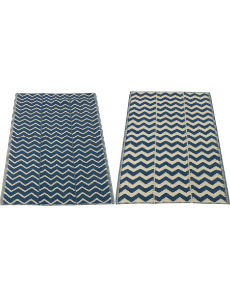 Lot de 2 Tapis de plage style méditerrannéen Rectangulaire 90x180 Polypropylène Bleu foncé Blanc Motif zigzag Ola Amor 
