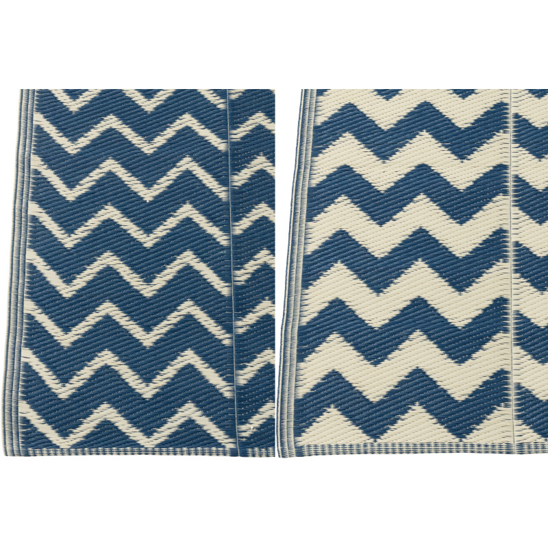 Lot de 2 Tapis de plage style méditerrannéen Rectangulaire 90x180 Polypropylène Bleu foncé Blanc Motif zigzag Ola Amor 