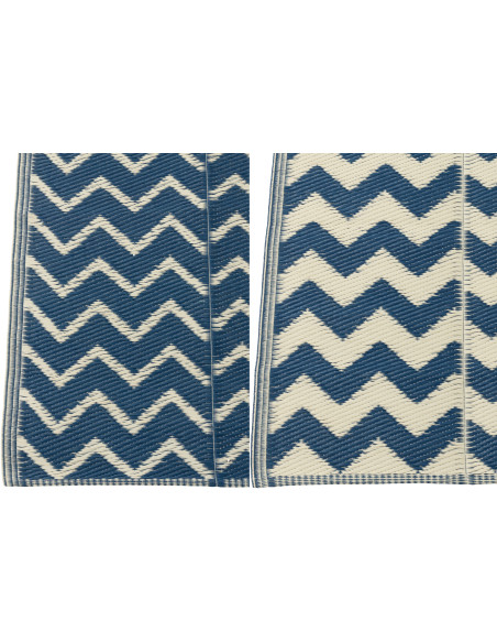 Lot de 2 Tapis de plage style méditerrannéen Rectangulaire 90x180 Polypropylène Bleu foncé Blanc Motif zigzag Ola Amor 