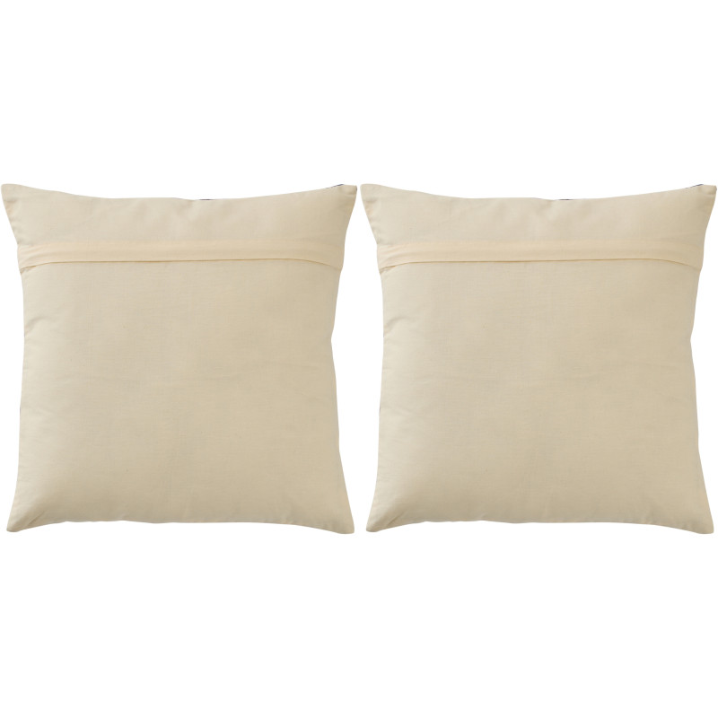 Lot de 2 Coussins style méditerrannée Carré 45x45 Coton Bleu foncé Blanc Motif zigzag Ola Amor 