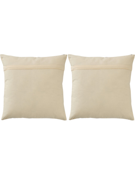 Lot de 2 Coussins style méditerrannée Carré 45x45 Coton Bleu foncé Blanc Motif zigzag Ola Amor 