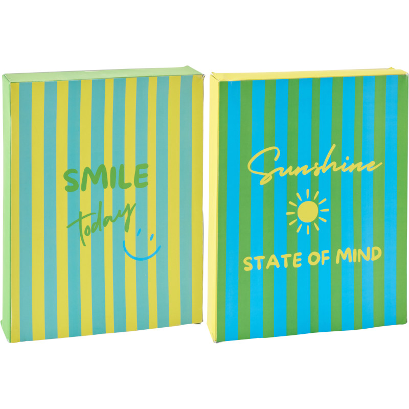 Lot de 2 Serviettes de plage style riviera italienne 80x180 Coton Jaune Vert Turquoise Motif rayures La Spaggia 