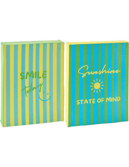 Lot de 2 Serviettes de plage style riviera italienne 80x180 Coton Jaune Vert Turquoise Motif rayures La Spaggia 