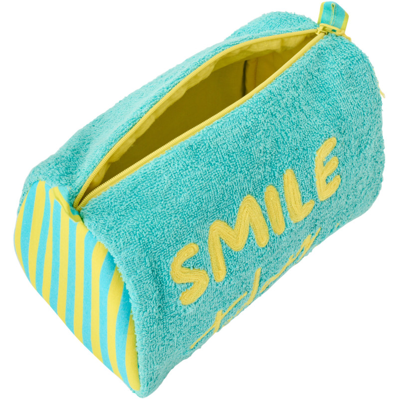 Sac de plage avec trousse style riviera italienne Coton Jaune Turquoise Motif rayures La Spaggia 