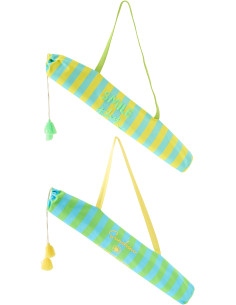 Lot de 2 Tapis de plage style riviera italienne Rectangulaire 70x150 Polypropylène Jaune Vert Turquoise Motif rayures La Spaggia