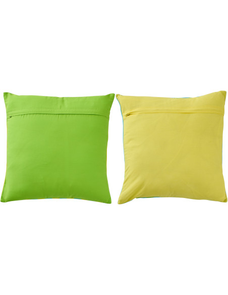 Lot de 2 Coussins style riviera italienne Carré 45x45 Coton Jaune Vert Turquoise Motif rayures La Spaggia 