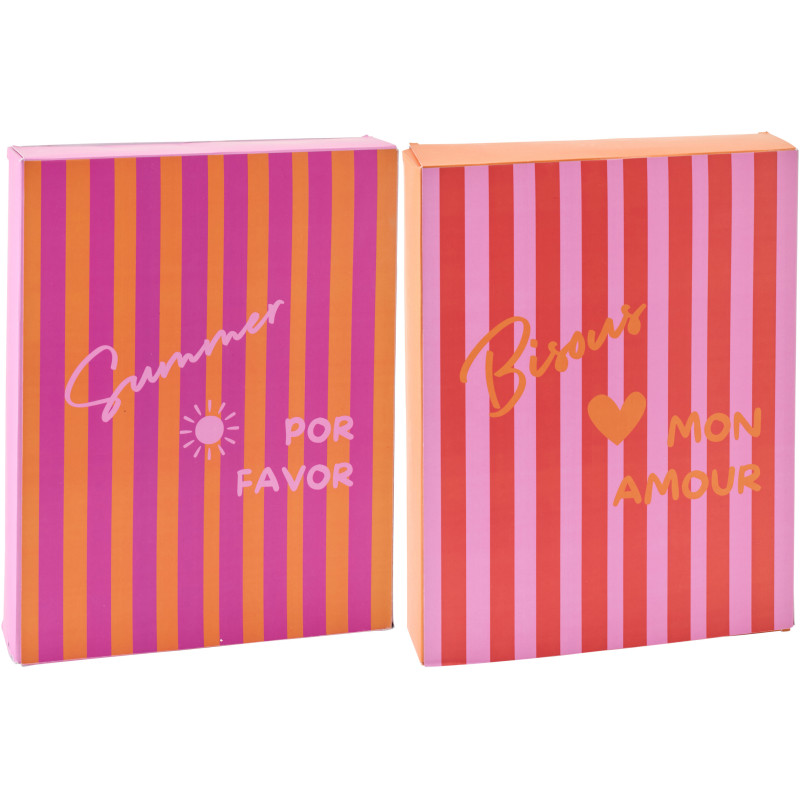 Lot de 2 Serviettes de plage style riviera italienne 80x180 Coton Rose Orange Rouge Motif rayures La Spaggia 