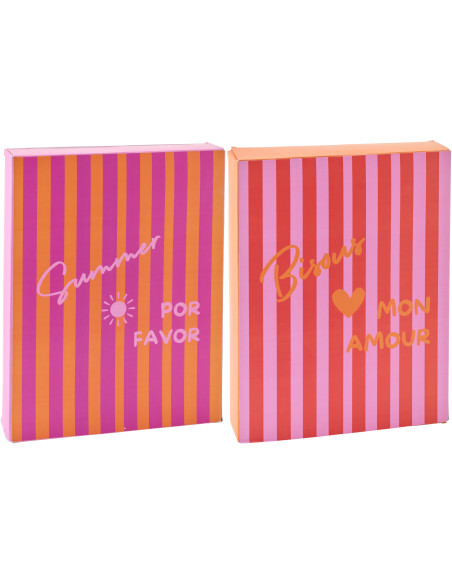 Lot de 2 Serviettes de plage style riviera italienne 80x180 Coton Rose Orange Rouge Motif rayures La Spaggia 