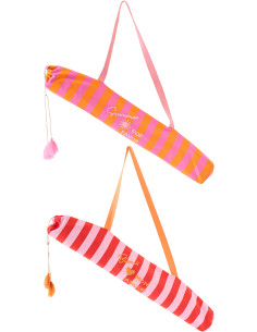 Lot de 2 Tapis de plage style riviera italienne Rectangulaire 70x150 Propylène Rose Orange Rouge Motif rayures La Spaggia 