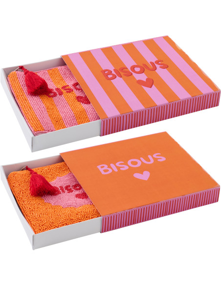 Lot de 2 Trousses style riviera italienne 19 cm Perle Coton Rose Orange Motif rayures La Spaggia 