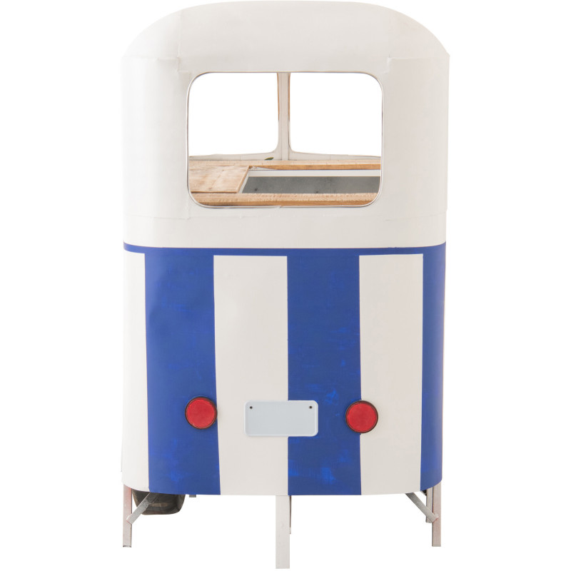Meuble bar original Combi vintage 227 cm Métal Blanc Bleu Motif rayures Bois Naturel Surfside 