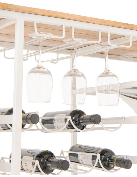 Meuble bar original Scooter 180 cm Métal Blanc Bleu Motif rayures Bois Naturel Dolce Vita