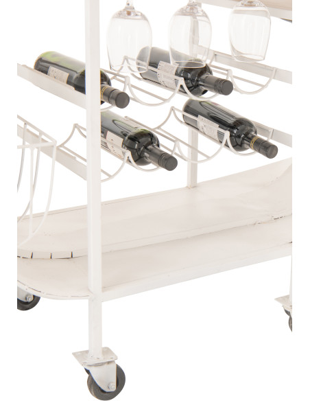 Meuble bar original Scooter 180 cm Métal Blanc Bleu Motif rayures Bois Naturel Dolce Vita