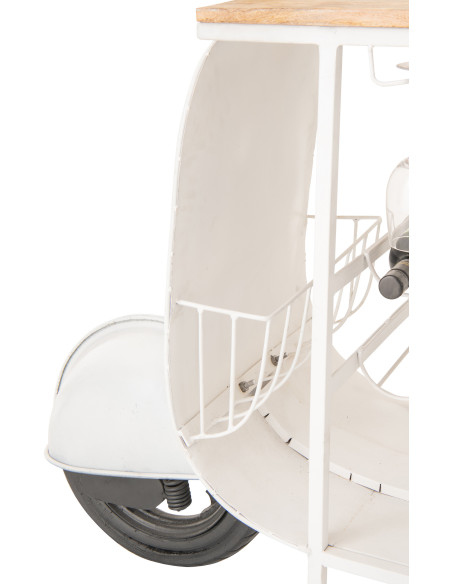 Meuble bar original Scooter 180 cm Métal Blanc Bleu Motif rayures Bois Naturel Dolce Vita
