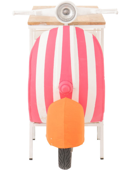 Meuble bar original Scooter 180 cm Métal Blanc Rose Orange Motif rayures Bois Naturel Dolce Vita J-Line - 4
