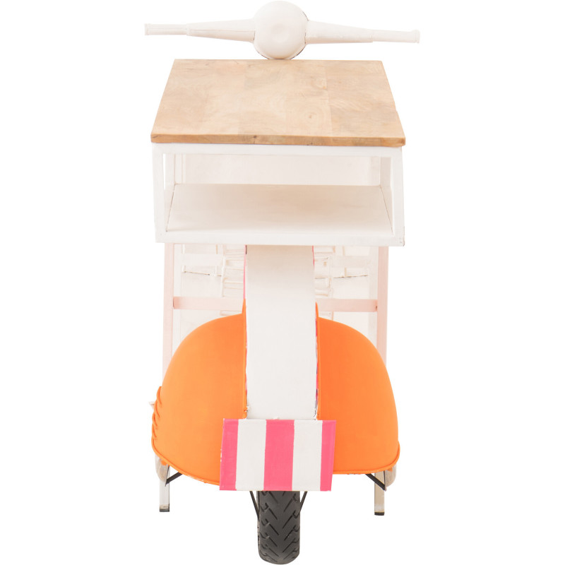 Meuble bar original Scooter 180 cm Métal Blanc Rose Orange Motif rayures Bois Naturel Dolce Vita J-Line - 6