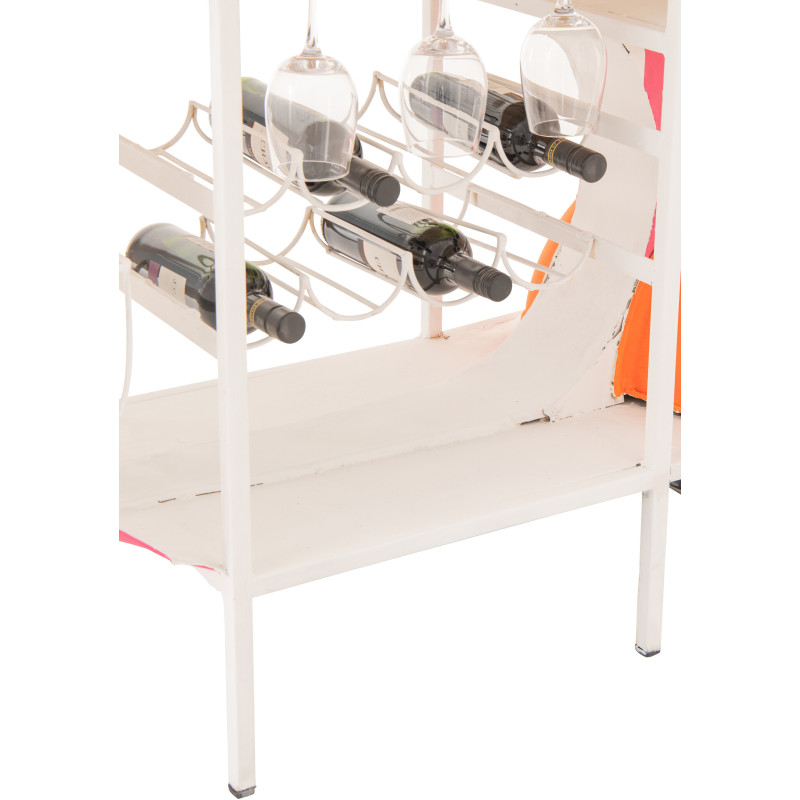 Meuble bar original Scooter 180 cm Métal Blanc Rose Orange Motif rayures Bois Naturel Dolce Vita J-Line - 8