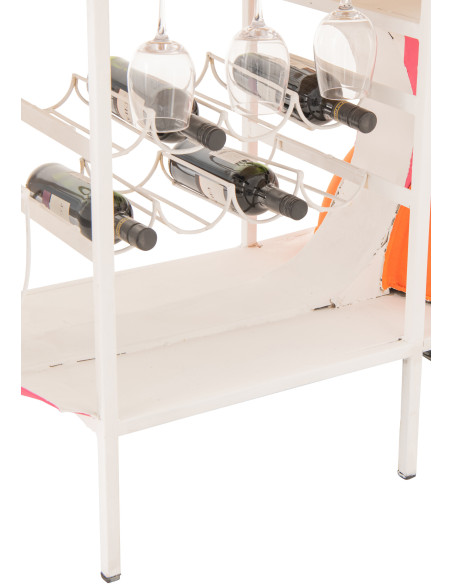 Meuble bar original Scooter 180 cm Métal Blanc Rose Orange Motif rayures Bois Naturel Dolce Vita J-Line - 8
